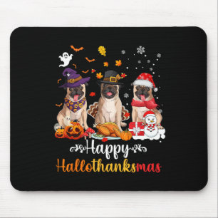 Happy Hallothanksmas Mops Hund Halloween Mousepad