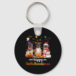 Happy Hallothanksmas Mops Hund Halloween Schlüsselanhänger