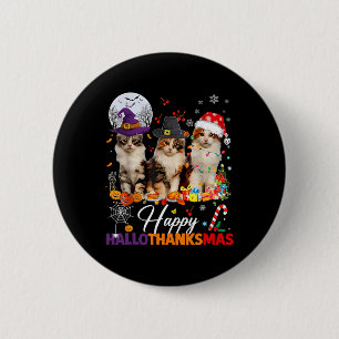 Happy Hallothanksmas Niedlich Cats Halloween Thank Button