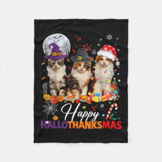 Happy Hallothanksmas Niedlich Cats Halloween Thank Fleecedecke