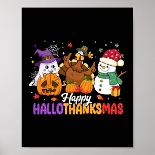 Happy Hallothanksmas Niedlich Ghost Halloween Than Poster