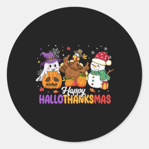 Happy Hallothanksmas Niedlich Ghost Halloween Than Runder Aufkleber