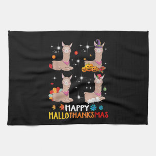 Happy Hallothanksmas Niedlich Hexe Türkei Santa Ll Geschirrtuch