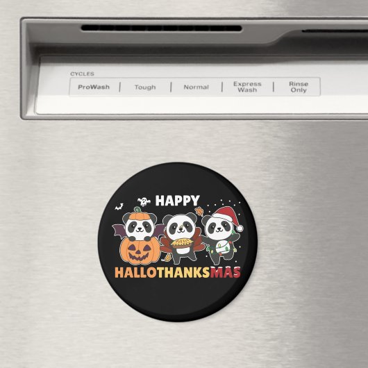 Happy Hallothanksmas Pandas Christmas Panda Magnet (In Situ (Geschirrspüler))