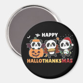 Happy Hallothanksmas Pandas Christmas Panda Magnet (Vorderseite/Rückseite)