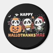 Happy Hallothanksmas Pandas Christmas Panda Magnet (Vorne)