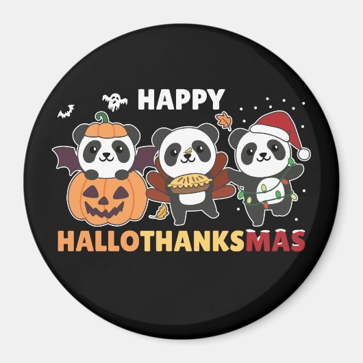 Happy Hallothanksmas Pandas Christmas Panda Magnet (Vorne)