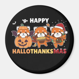 Happy Hallothanksmas Pandas Christmas Red Panda Ma Magnet