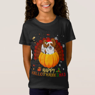 Happy Hallothanksmas Papillon Halloween Xmas T-Shirt