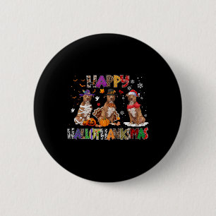 Happy Hallothanksmas Pitbull Hund Lover Halloween Button