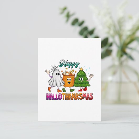 Happy Hallothanksmas Postkarte (Stehend Vorderseite)