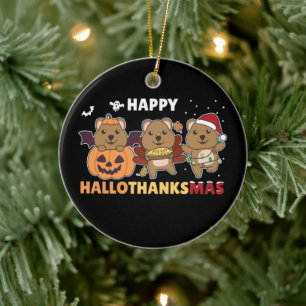 Happy Hallothanksmas Quokkas Christmas Quokka Keramik Ornament