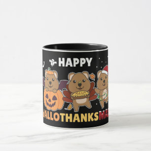 Happy Hallothanksmas Quokkas Christmas Quokka Tasse