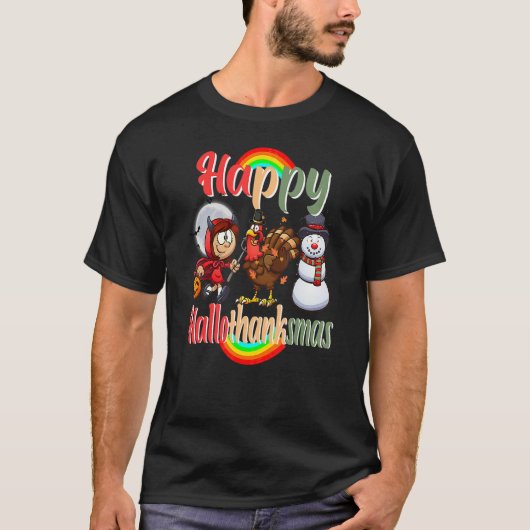 Happy Hallothanksmas Quotes Witz Türkei Snowman T-Shirt (Vorderseite)