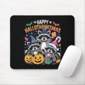 Happy Hallothanksmas Raccoon Halloween Merry Chris Mousepad (Mit Mouse)