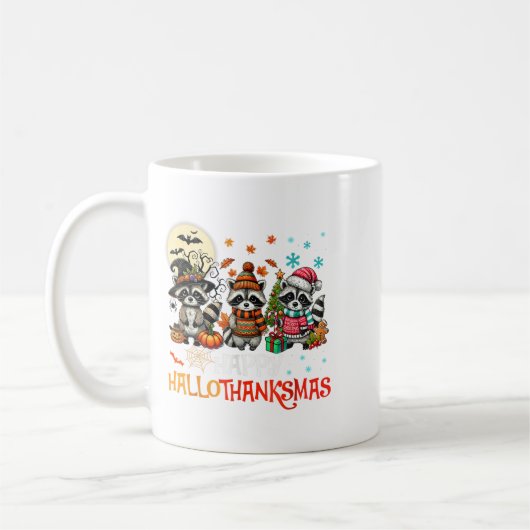 Happy Hallothanksmas Raccoon Lover Halloween Merry Kaffeetasse (Links)