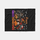 Happy Hallothanksmas Racoon Halloween Erntedank Fleecedecke (Vorderseite (Horizontal))