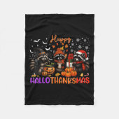 Happy Hallothanksmas Racoon Halloween Erntedank Fleecedecke (Vorderseite)