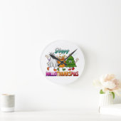 Happy Hallothanksmas Runde Wanduhr (Zuhause)