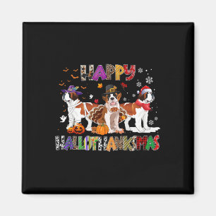Happy Hallothanksmas Saint Bernard Dog Halloween C Magnet
