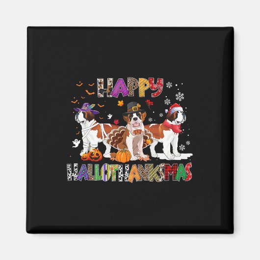 Happy Hallothanksmas Saint Bernard Dog Halloween C Magnet (Vorne)