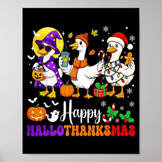 Happy Hallothanksmas Santa Goose Witch Soky Season Poster (Vorne)