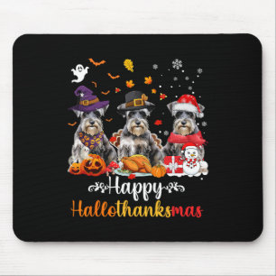Happy Hallothanksmas Schnauzer Dog Halloween Chris Mousepad
