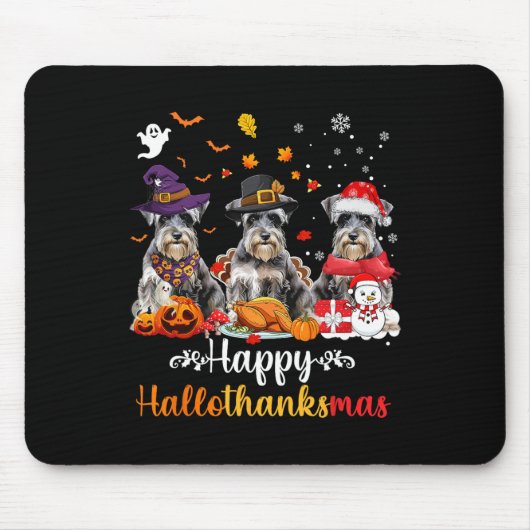 Happy Hallothanksmas Schnauzer Dog Halloween Chris Mousepad (Vorne)
