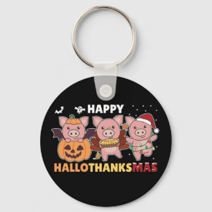 Happy Hallothanksmas Schwein Weihnachtsgebäck Schl Schlüsselanhänger