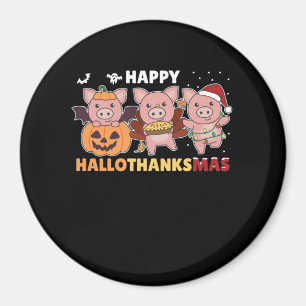 Happy Hallothanksmas Schweine Weihnachtsschwein Magnet