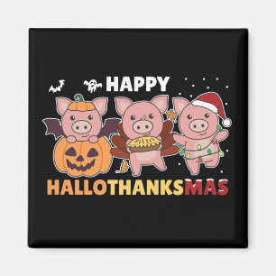 Happy Hallothanksmas Schweine Weihnachtsschwein Magnet