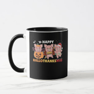 Happy Hallothanksmas Schweine Weihnachtsschwein Tasse