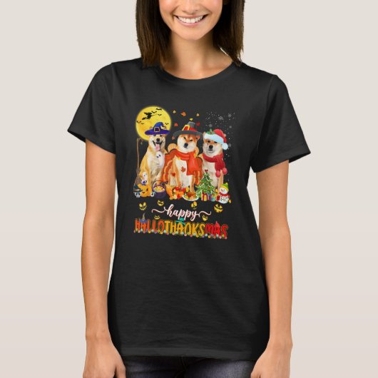 Happy Hallothanksmas Shiba Inu Wizard Hat Turkey S T-Shirt (Vorderseite)