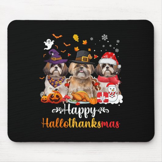 Happy Hallothanksmas Shih Tzu Dog Halloween Christ Mousepad (Vorne)