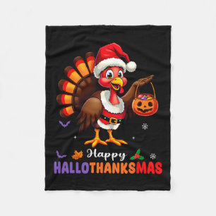 Happy Hallothanksmas Shirt Halloween Thanksgiving Fleecedecke