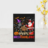 Happy Hallothanksmas Skeleton Pumpkin Türkei Santa Karte (Gelbe Blume)