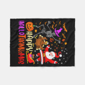 Happy Hallothanksmas Skeleton Pumpkin Turkey Santa Fleecedecke (Vorderseite (Horizontal))