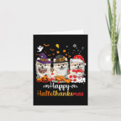 Happy Hallothanksmas Spitz Hund Halloween Chri Karte (Vorderseite)