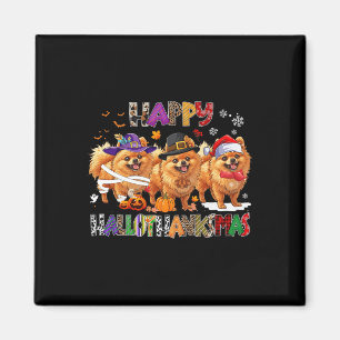 Happy Hallothanksmas Spitz Hund Halloween Chri Magnet