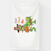 Happy Hallothanksmas T Rex Halloween Erntedank Banner (Vertikal)