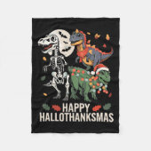 Happy Hallothanksmas T Rex Halloween Erntedank Fleecedecke (Vorderseite)