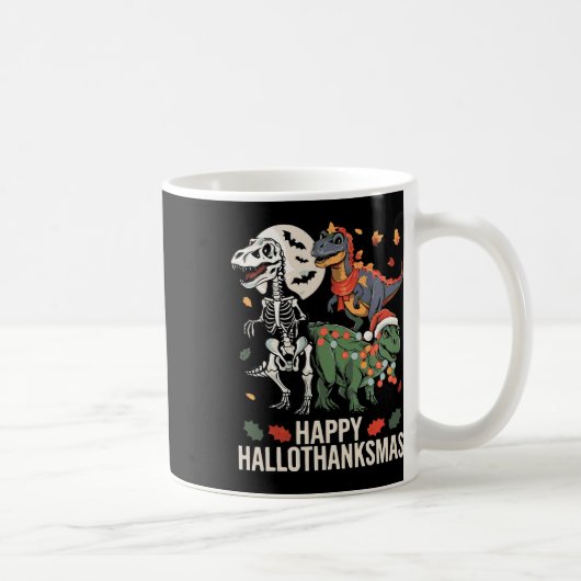 Happy Hallothanksmas T Rex Halloween Erntedank Kaffeetasse (Rechts)