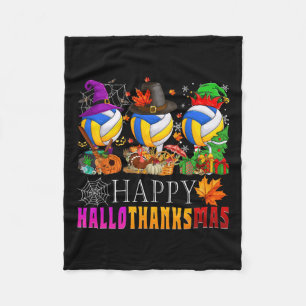 Happy Hallothanksmas Volleyball Halloween Thanksgi Fleecedecke