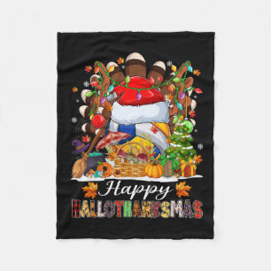 Happy Hallothanksmas Volleyball Halloween Thanksgi Fleecedecke