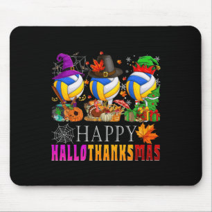 Happy Hallothanksmas Volleyball Halloween Thanksgi Mousepad