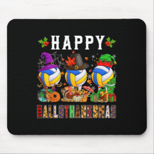 Happy Hallothanksmas Volleyball Halloween Thanksgi Mousepad