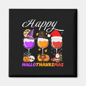 Happy Hallothanksmas Weinglas Halloween Thanksgi Magnet (Vorne)
