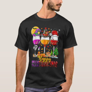 Happy Hallothanksmas Weingläser Hexe Santa Pump T-Shirt