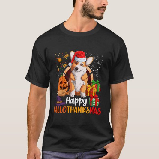 Happy Hallothanksmas Welsh Corgi Lover Halloween C T-Shirt (Vorderseite)