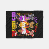 Happy Hallothanksmas Wine Gl Halloween Thanksgivin Fleecedecke (Vorderseite (Horizontal))